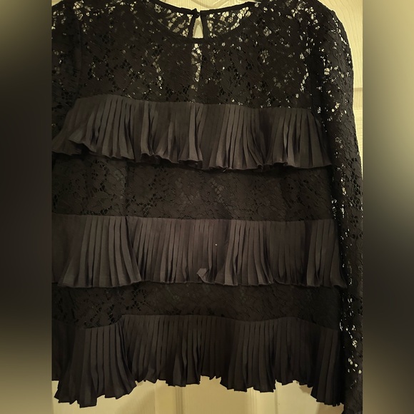 J. Crew, NWT Lace Blouse with Ruffle Accents. Black, Size 2 & 4 - Picture 3 of 10